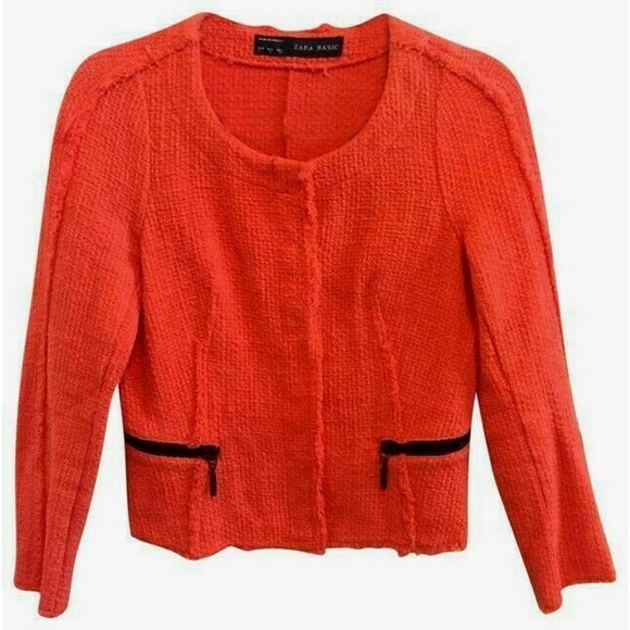 zara orange tweed blazer